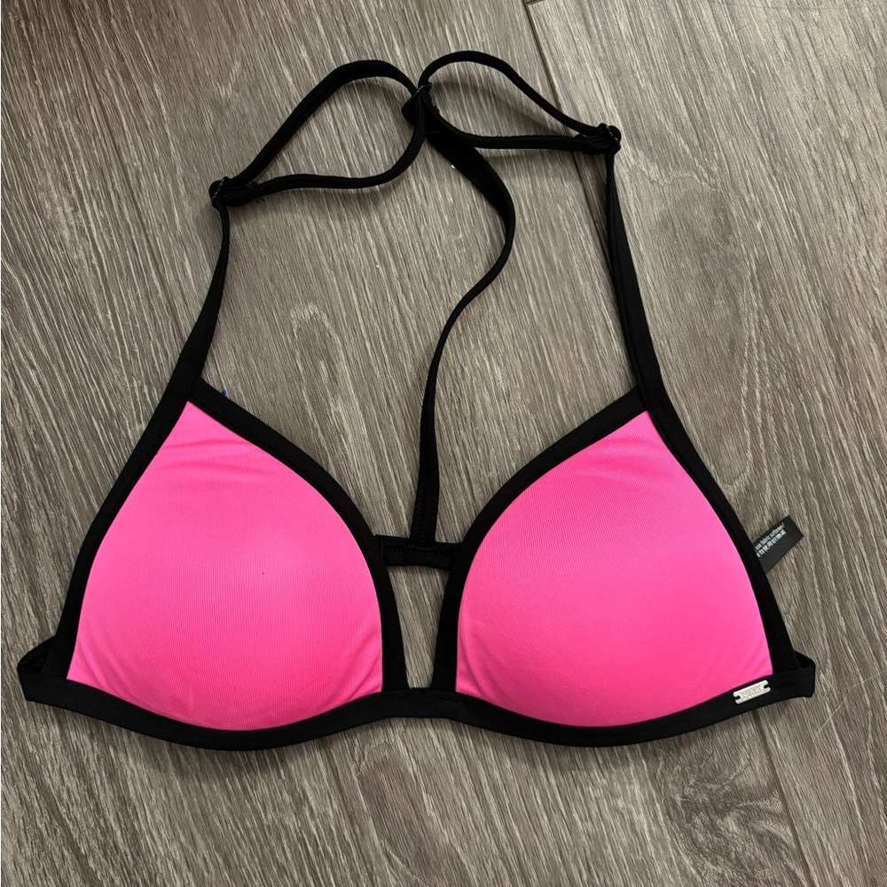 PINK Victoria's Secret Hot Pink and Black Bikini Top
